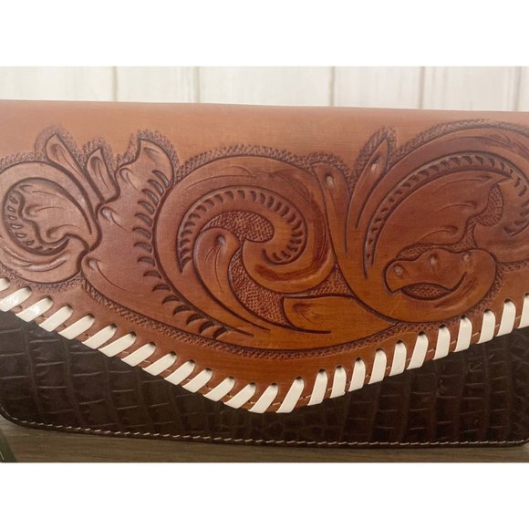 Myra Genuine Leather Hand Tooled Crossbody Wallet - Picture 10 of 10